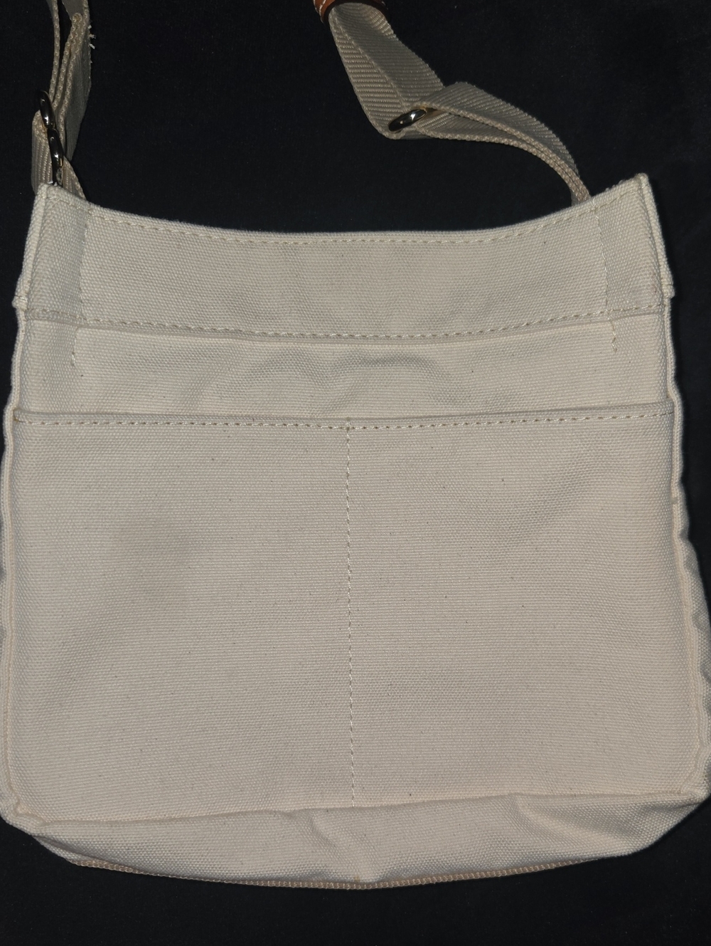 Dooney & Bourke Cream Canvas Crossbody with Tan Trim - Picture 2 of 5